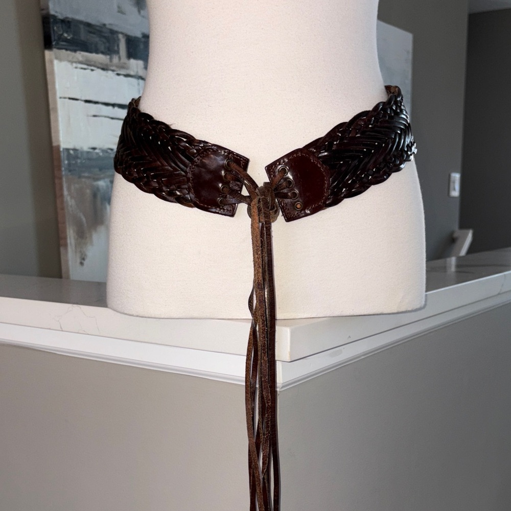 Brown Braided Leather Belt